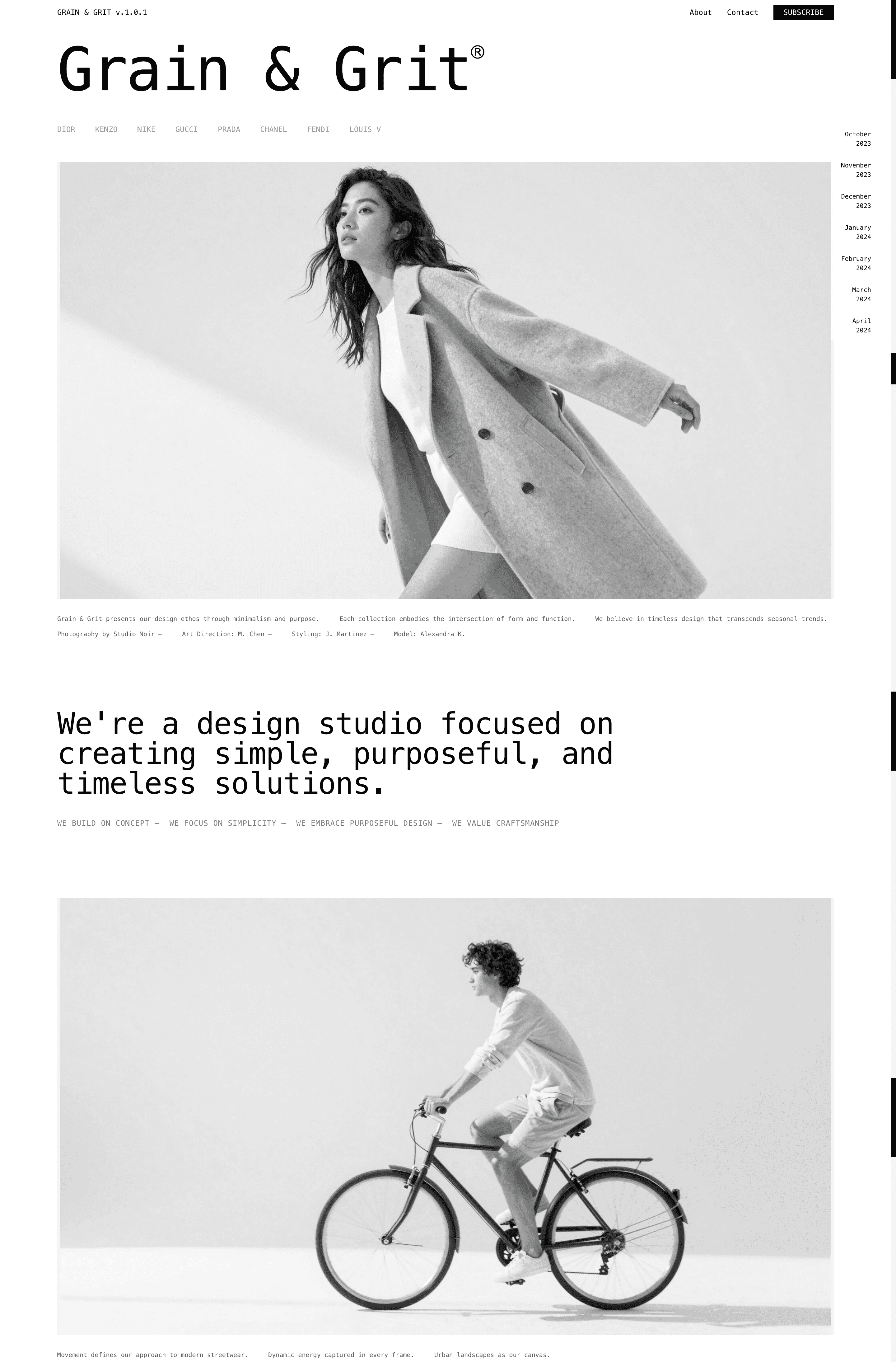 Monochromatic Minimalist Apparel & Studio Website