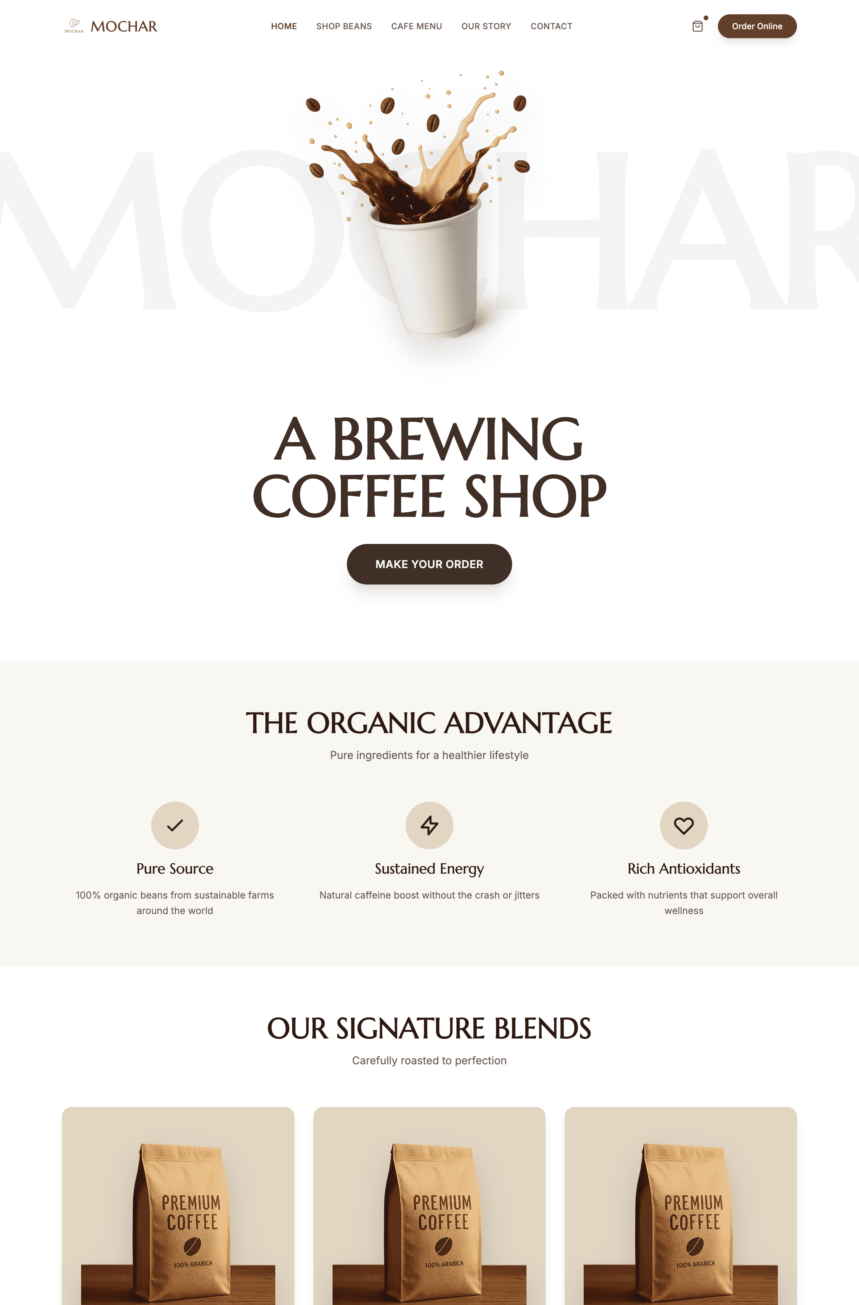 Roasted Mocha Organic Coffee Boutique Website