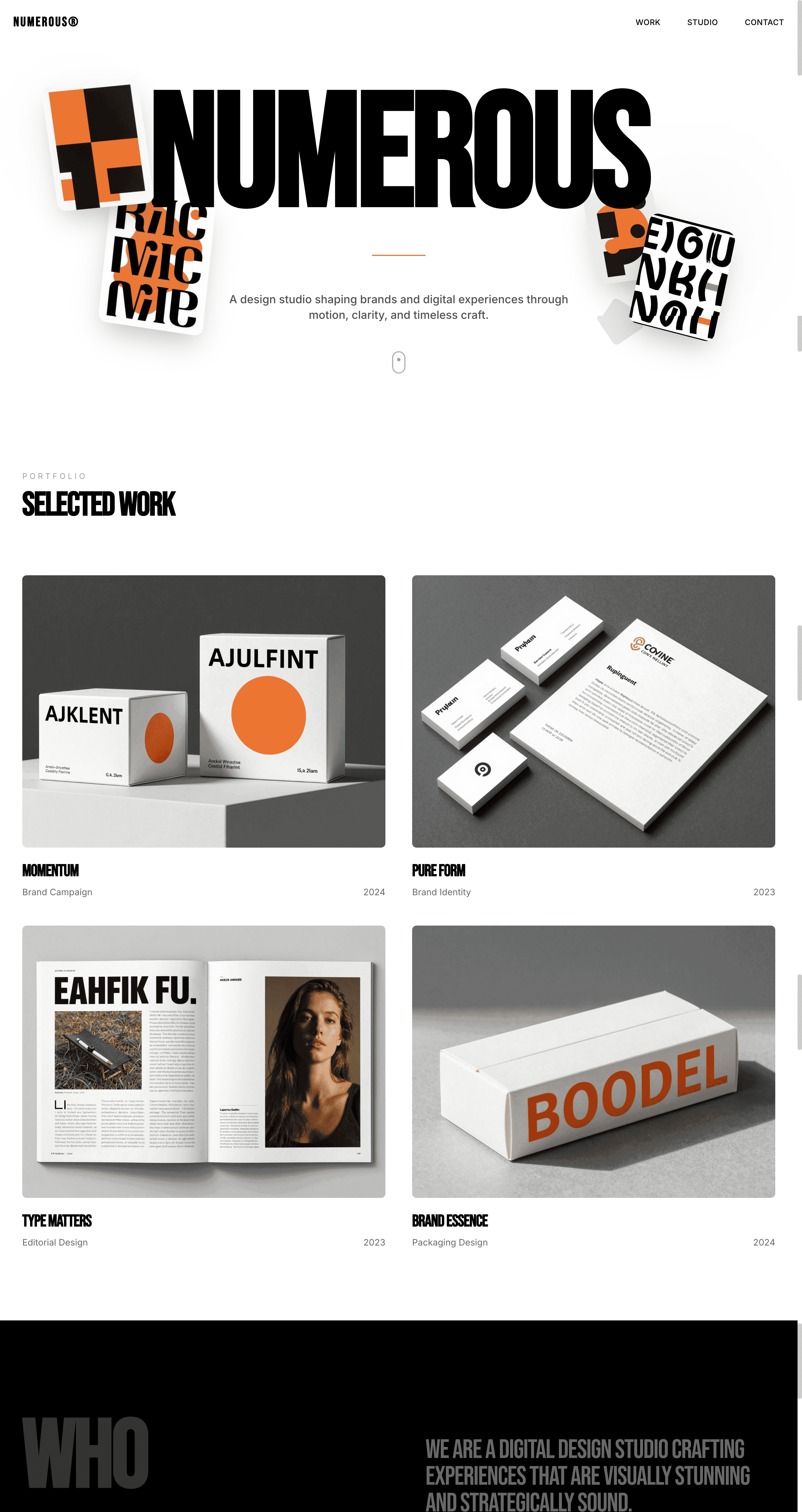 Charcoal Black Bold Design Studio Portfolio Website