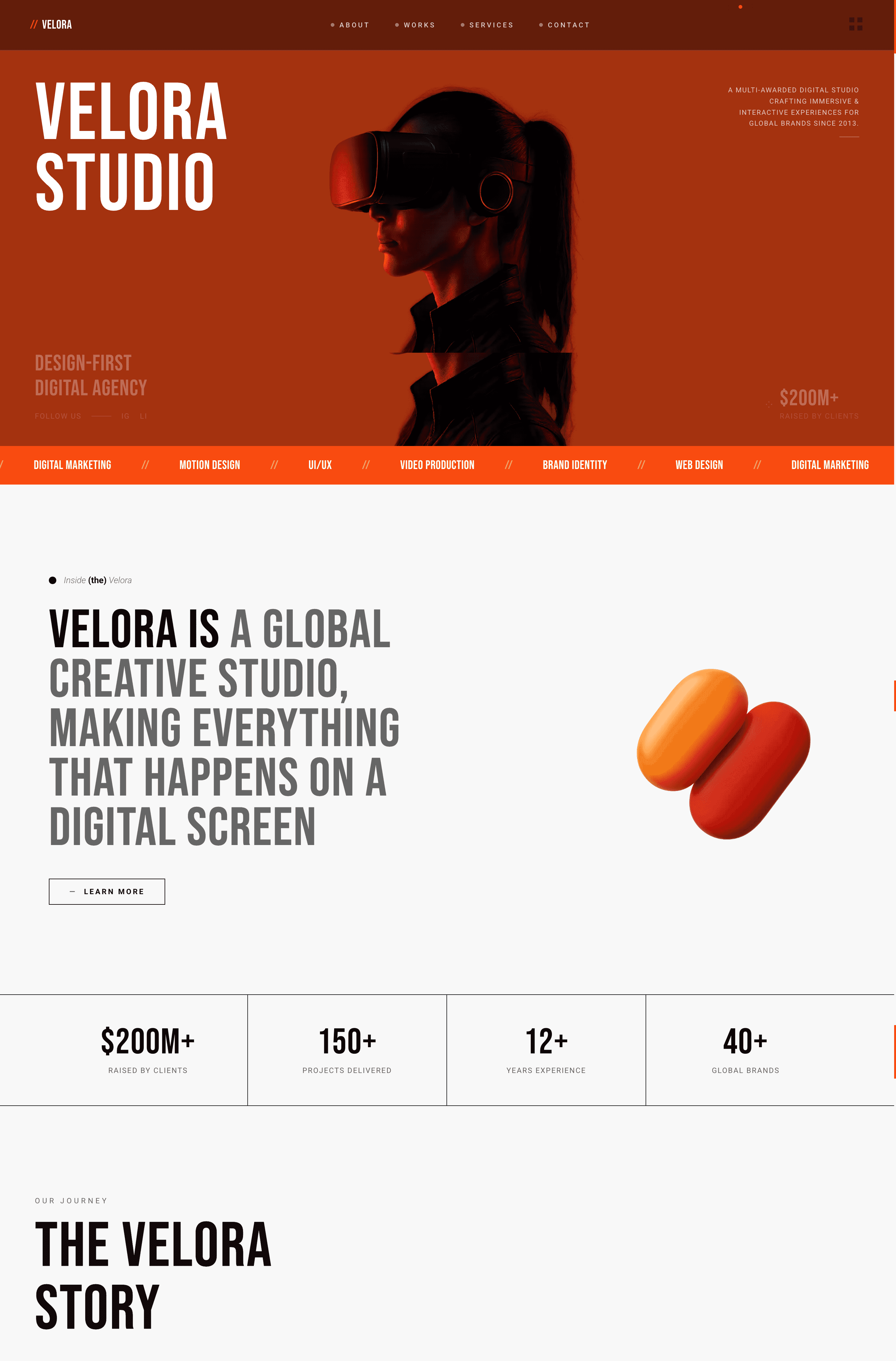 Charcoal Orange Modern Creative Agency Website