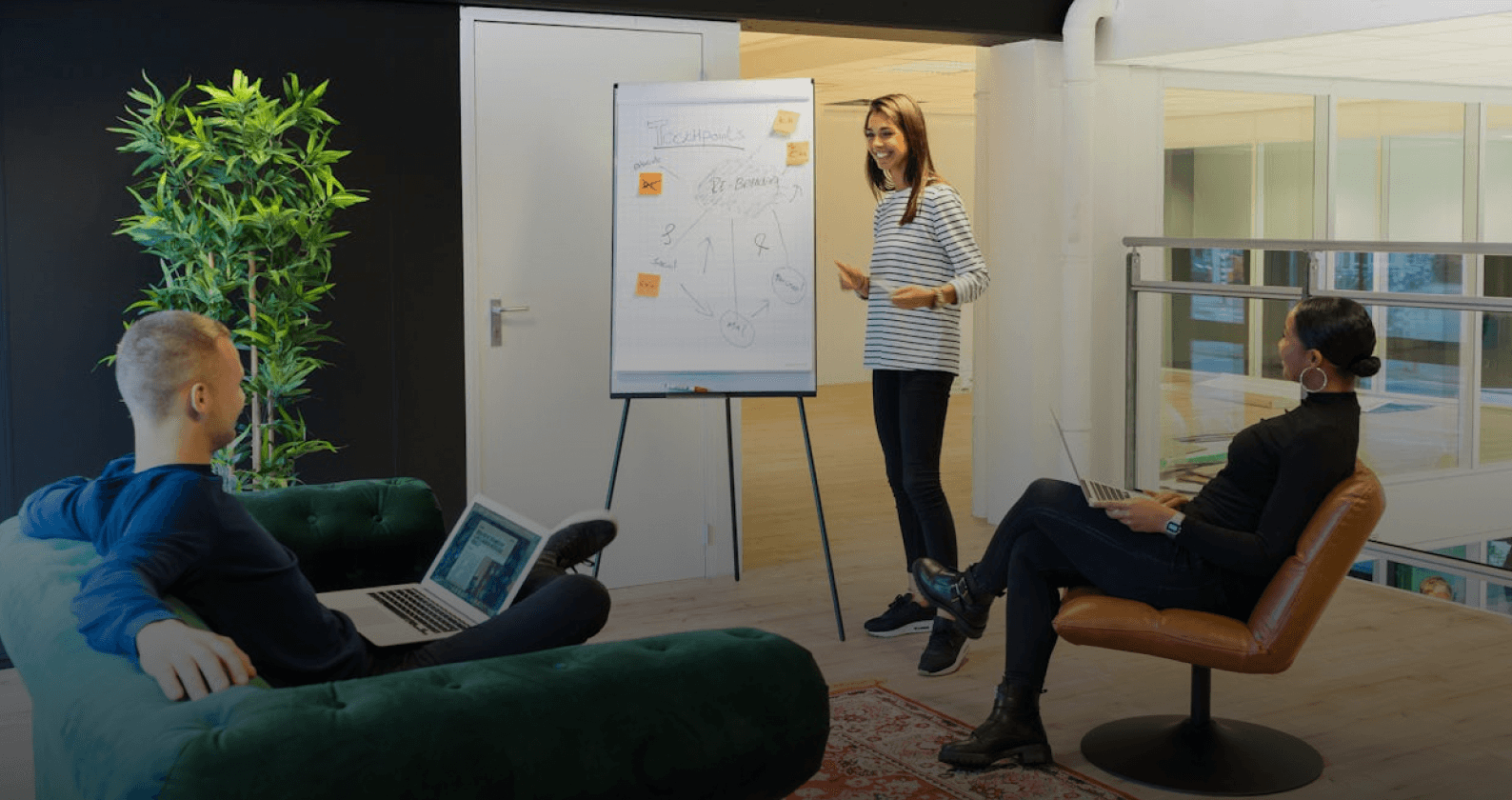 a girl providing consulting service to customers