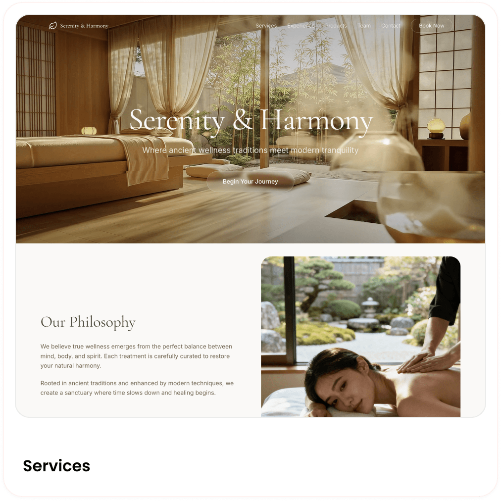homepage screenshot of ai-generated salon website by Wegic AI
