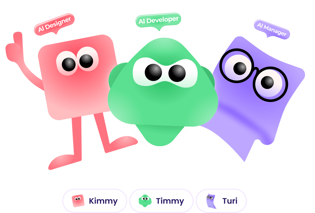 three website building AI assistants kimmy timmy turi from Wegic AI