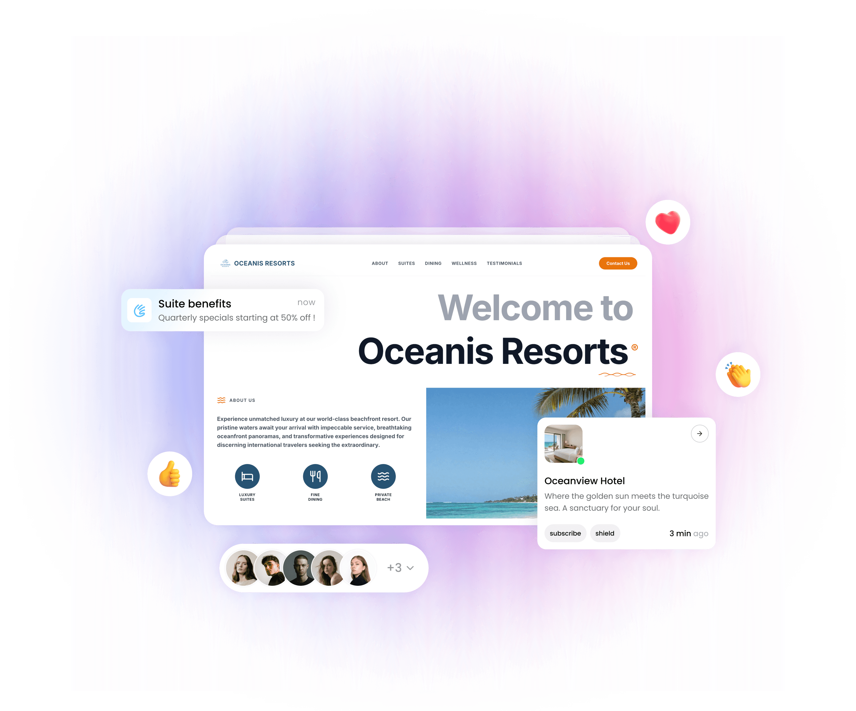 Website mit verschiedenen Web-Push-Benachrichtigungsdesigns, erstellt mit Wegics KI-Website-Builder