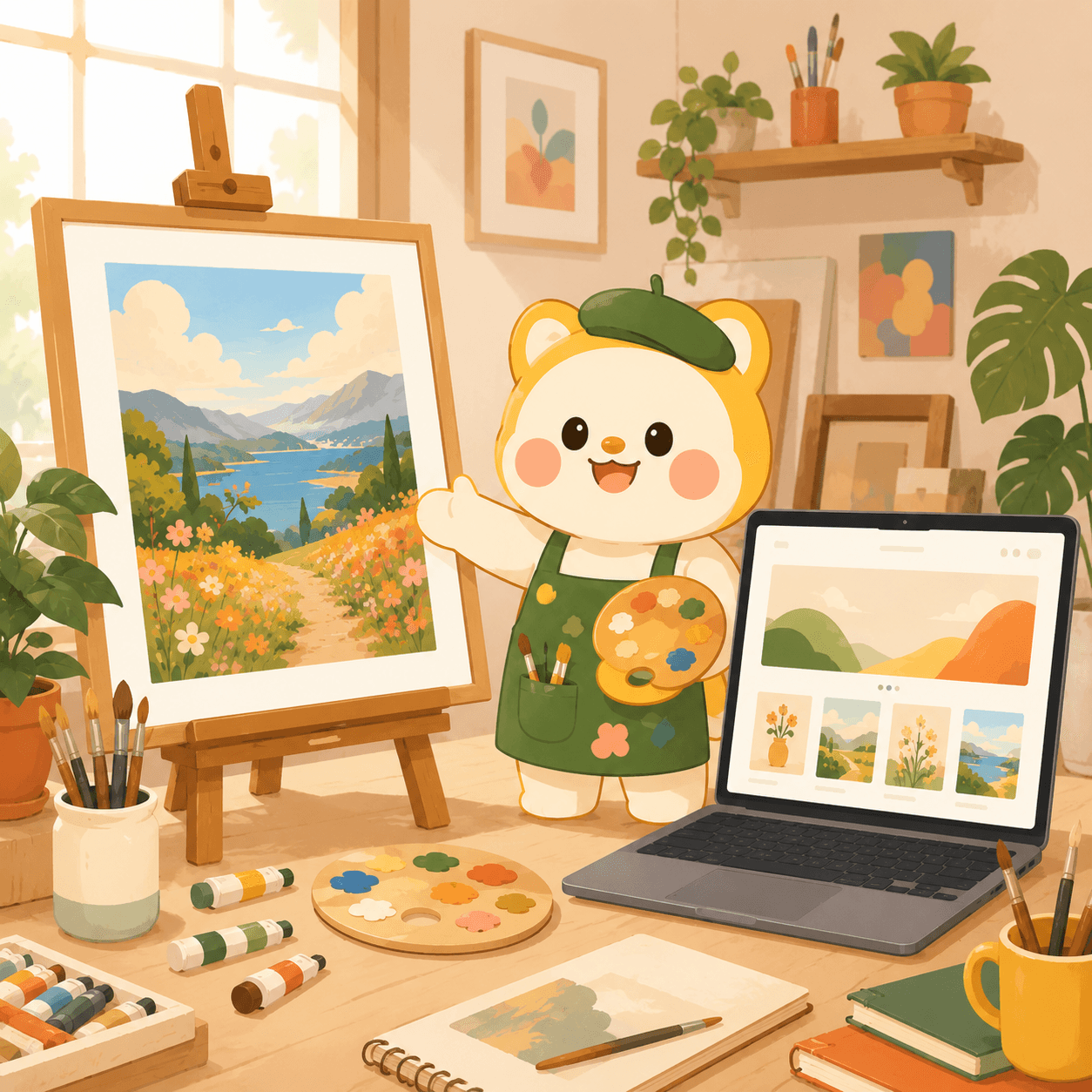 Artist using Wegic AI to build a full-resolution artist portfolio website