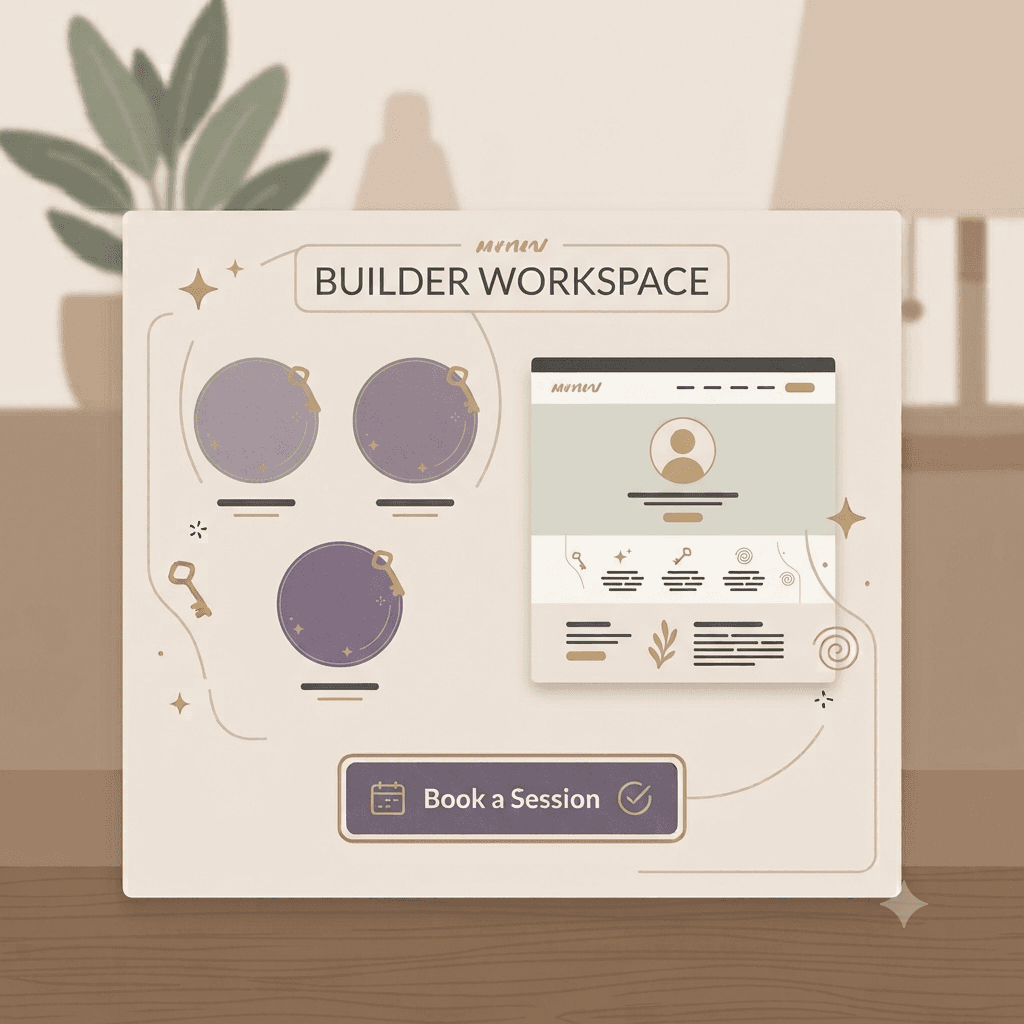 Spiritual business homepage shown in a different calm color palette
