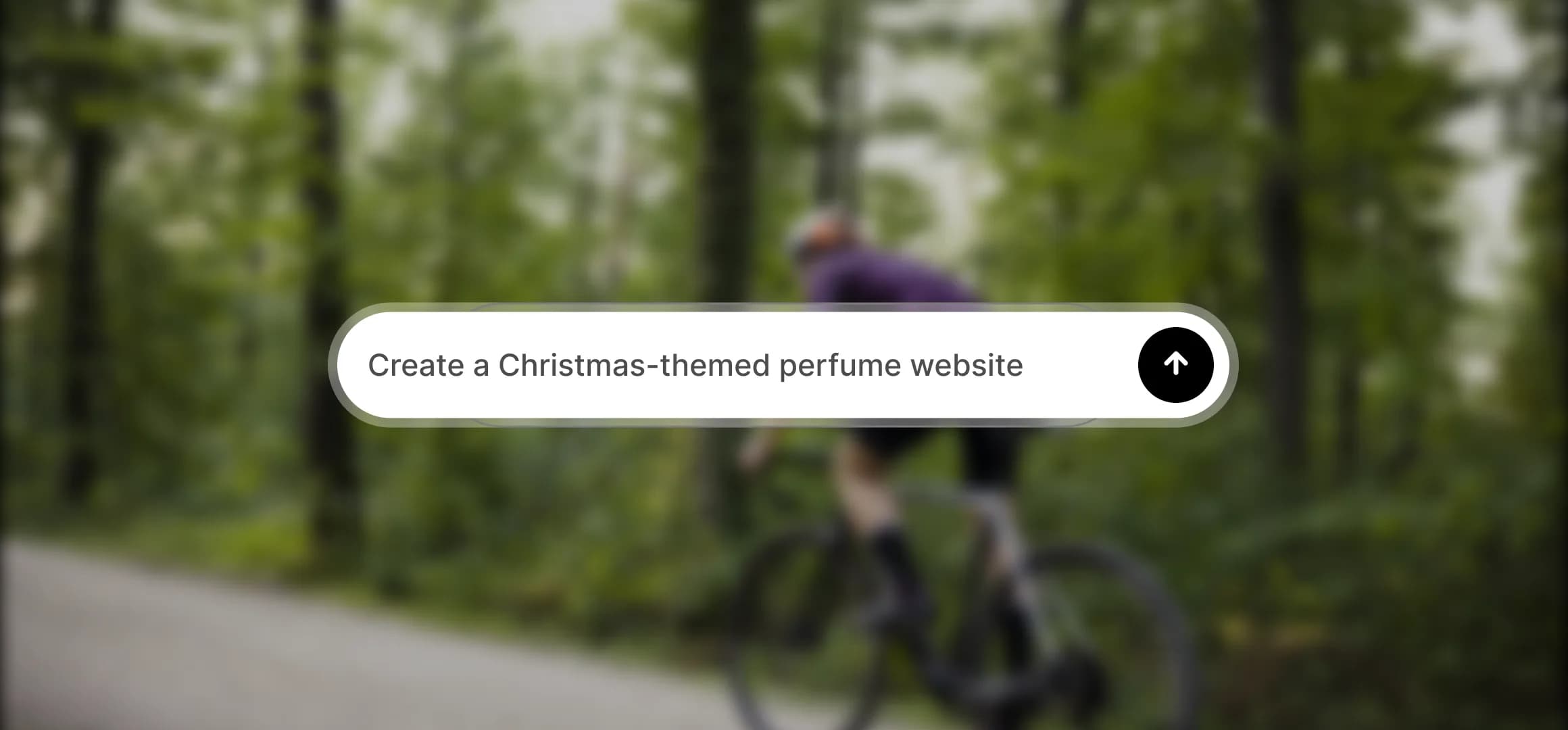 AI website builder interface with text prompt input over a gallery of website templates