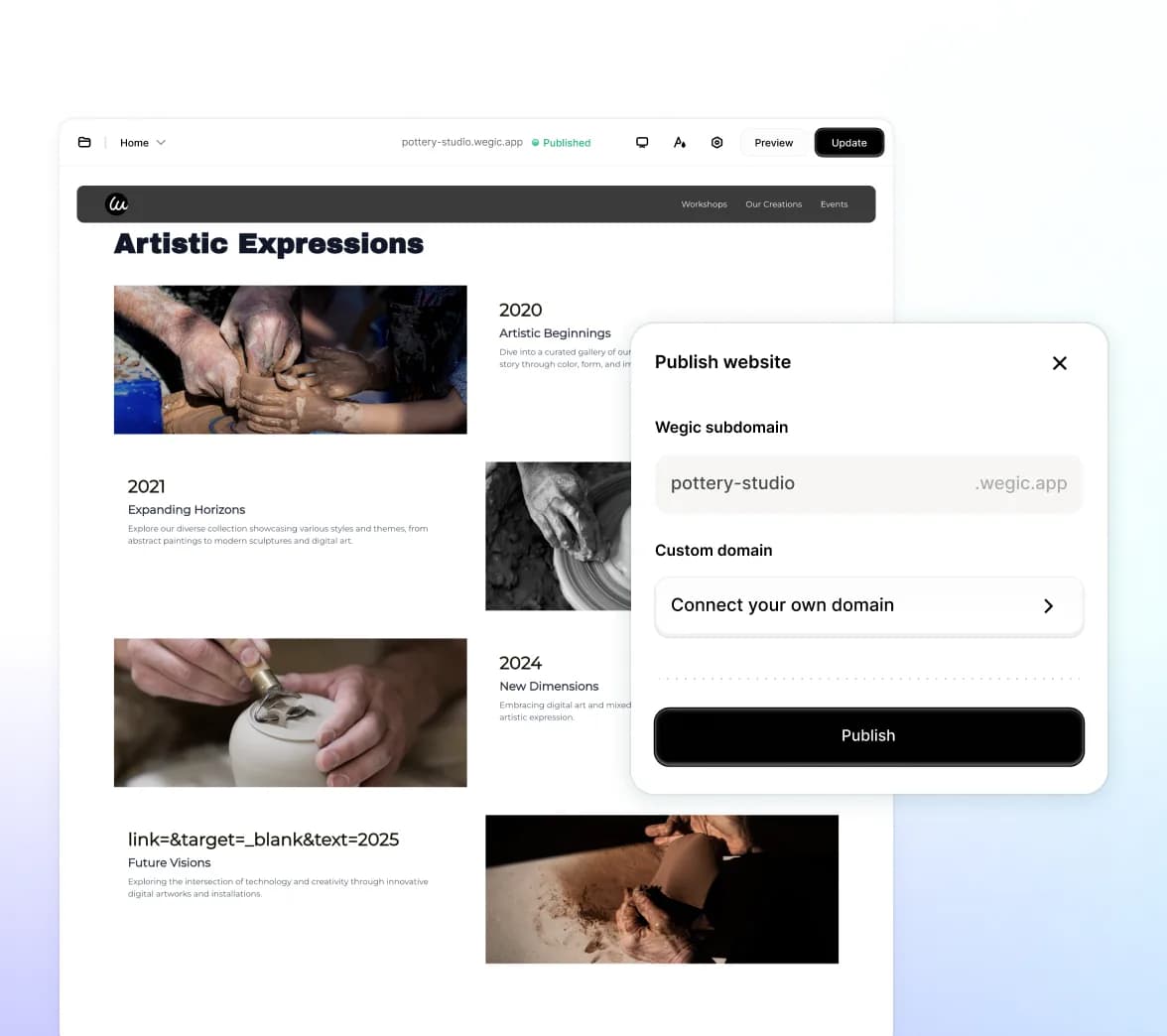 website made in Wegic AI appear on search results