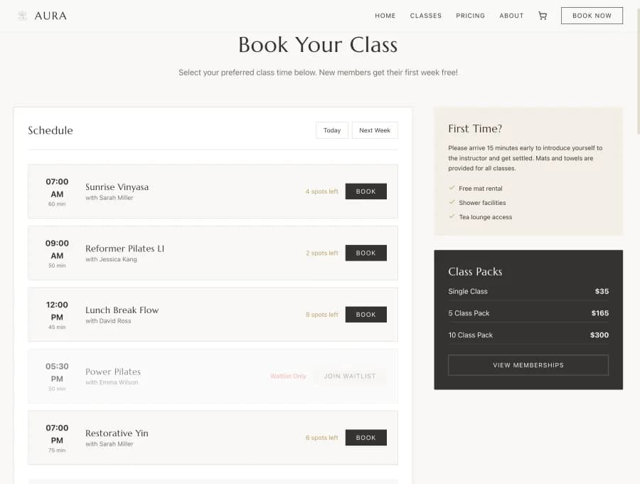 ai-generated class scheduling page from Wegic AI