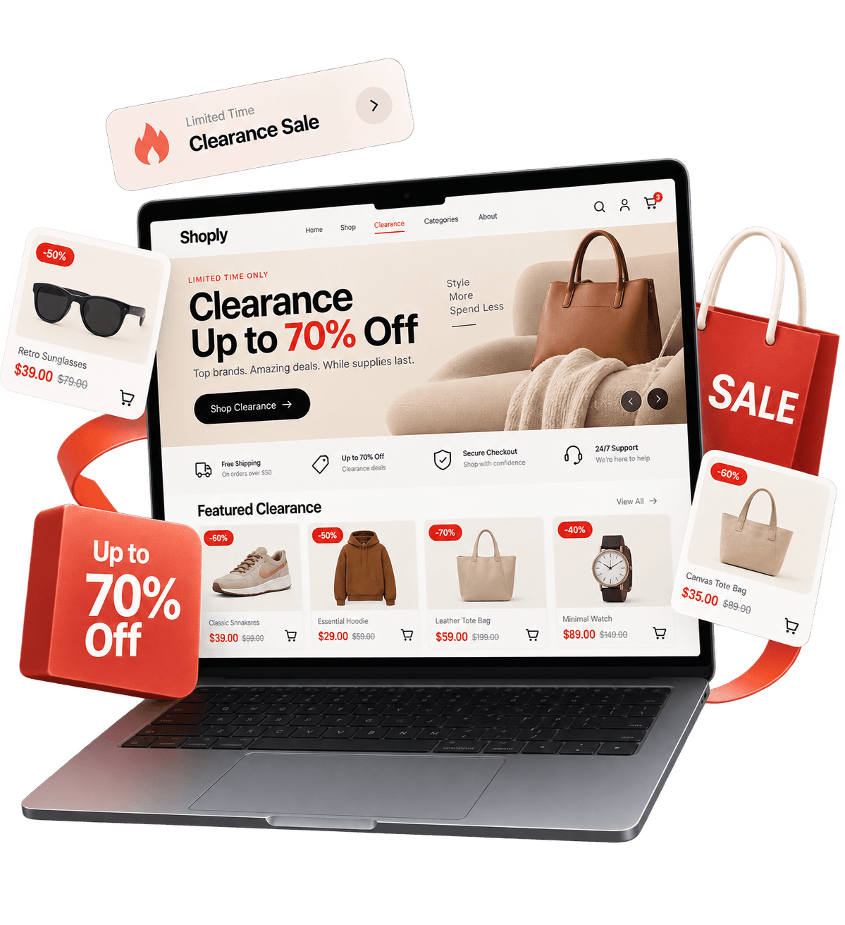 ai generated clearance website from wegic