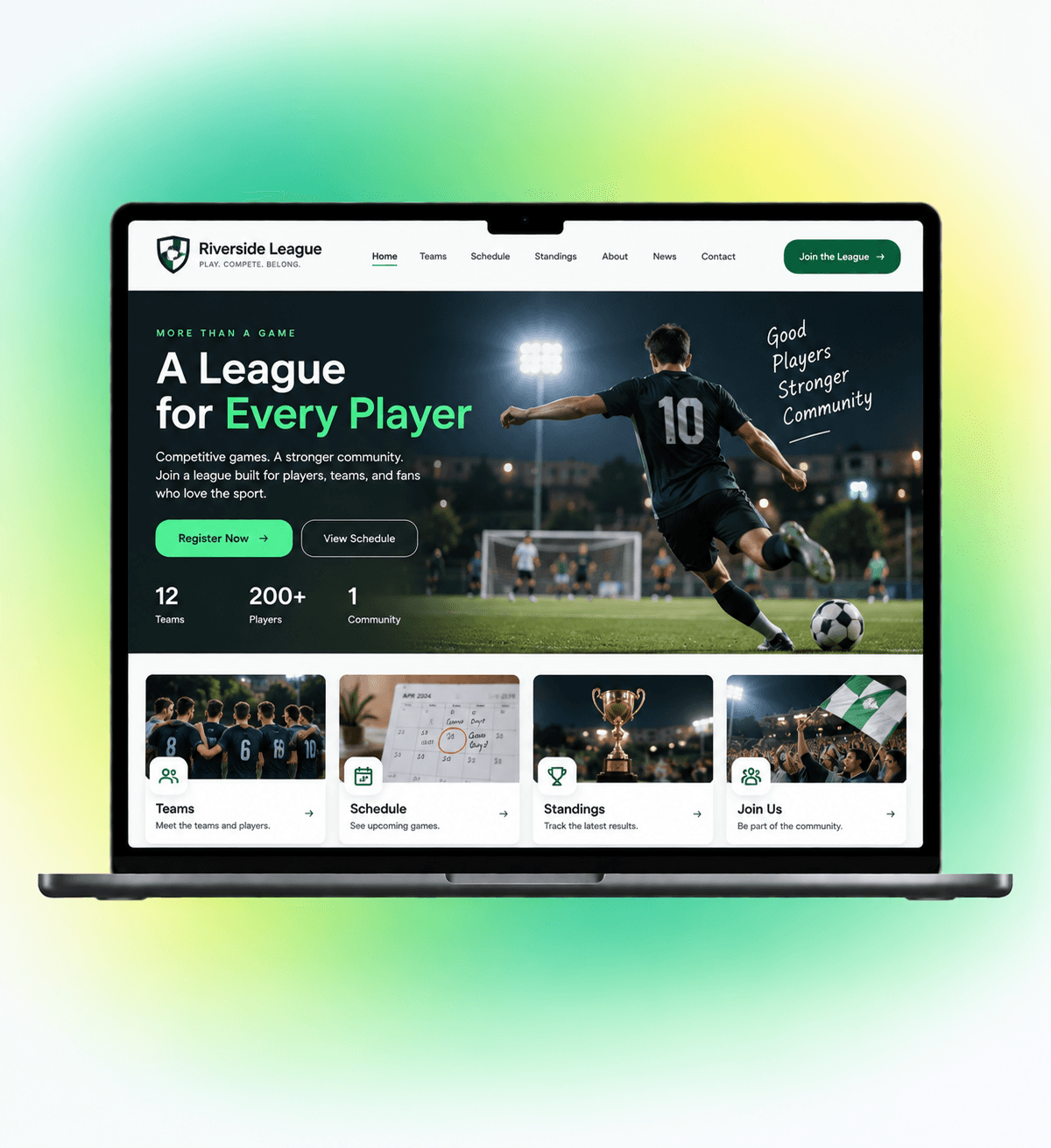 ai generated sports league website