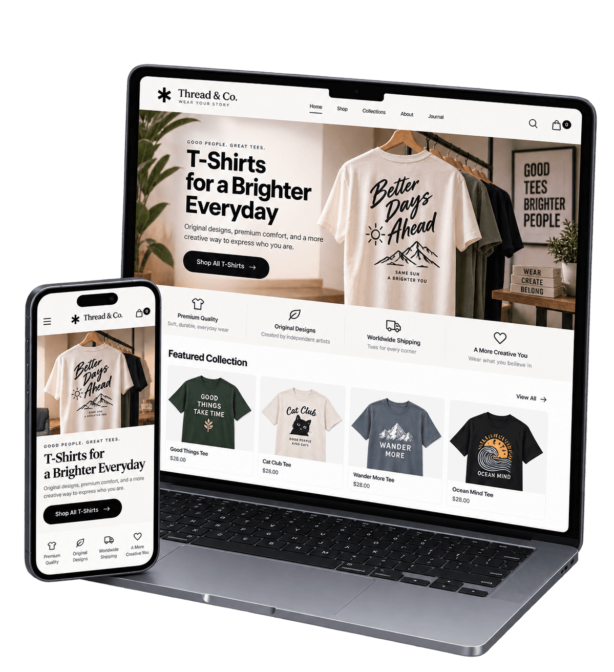 wegic aiによって生成されたAI販売用Tシャツウェブサイト