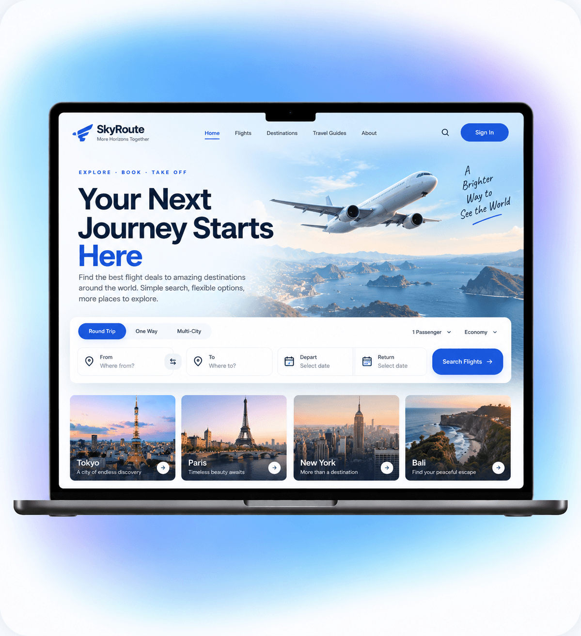 ai generated flight booking website