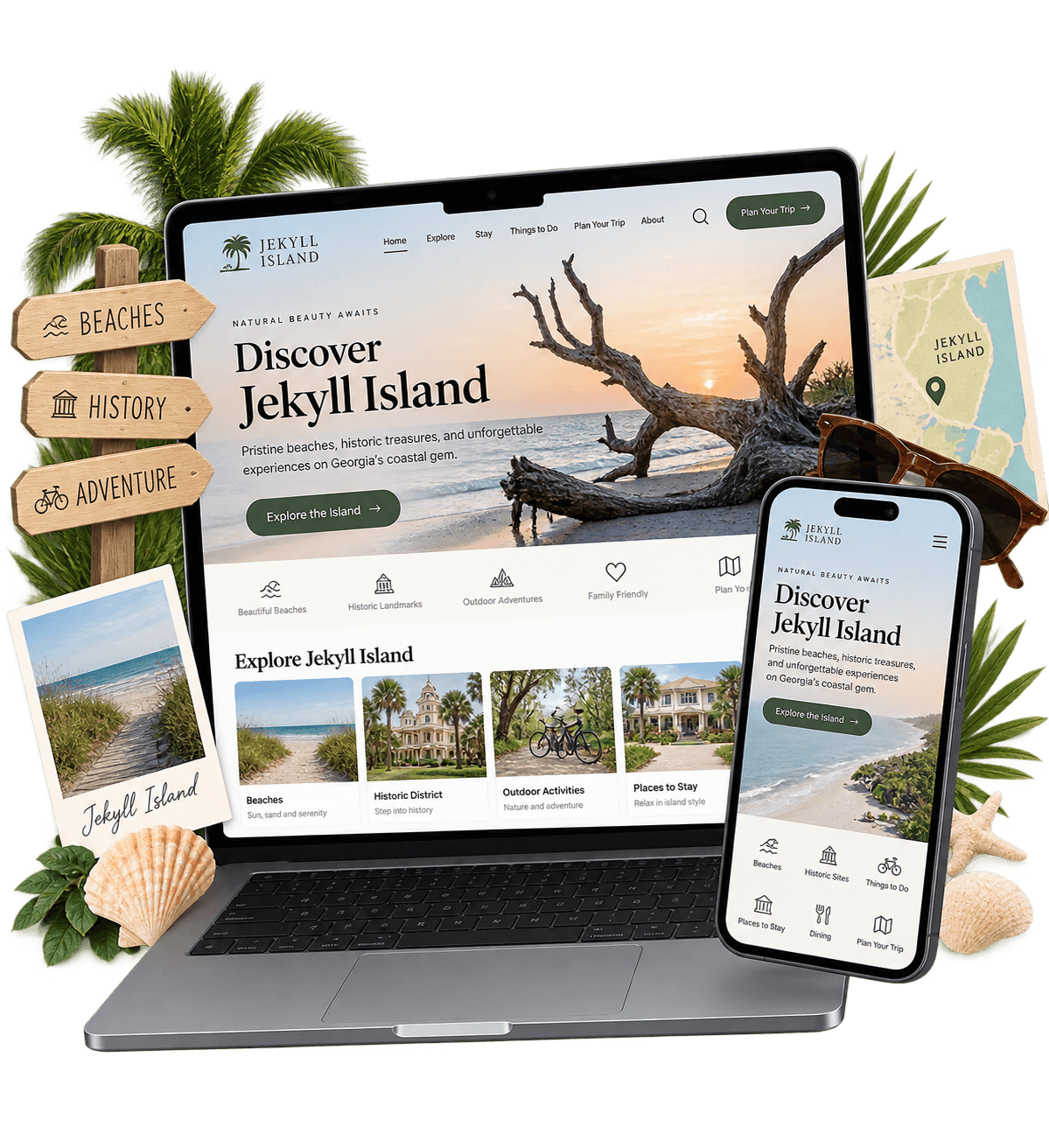 site de voyage Jekyll Island généré par IA de wegic ai