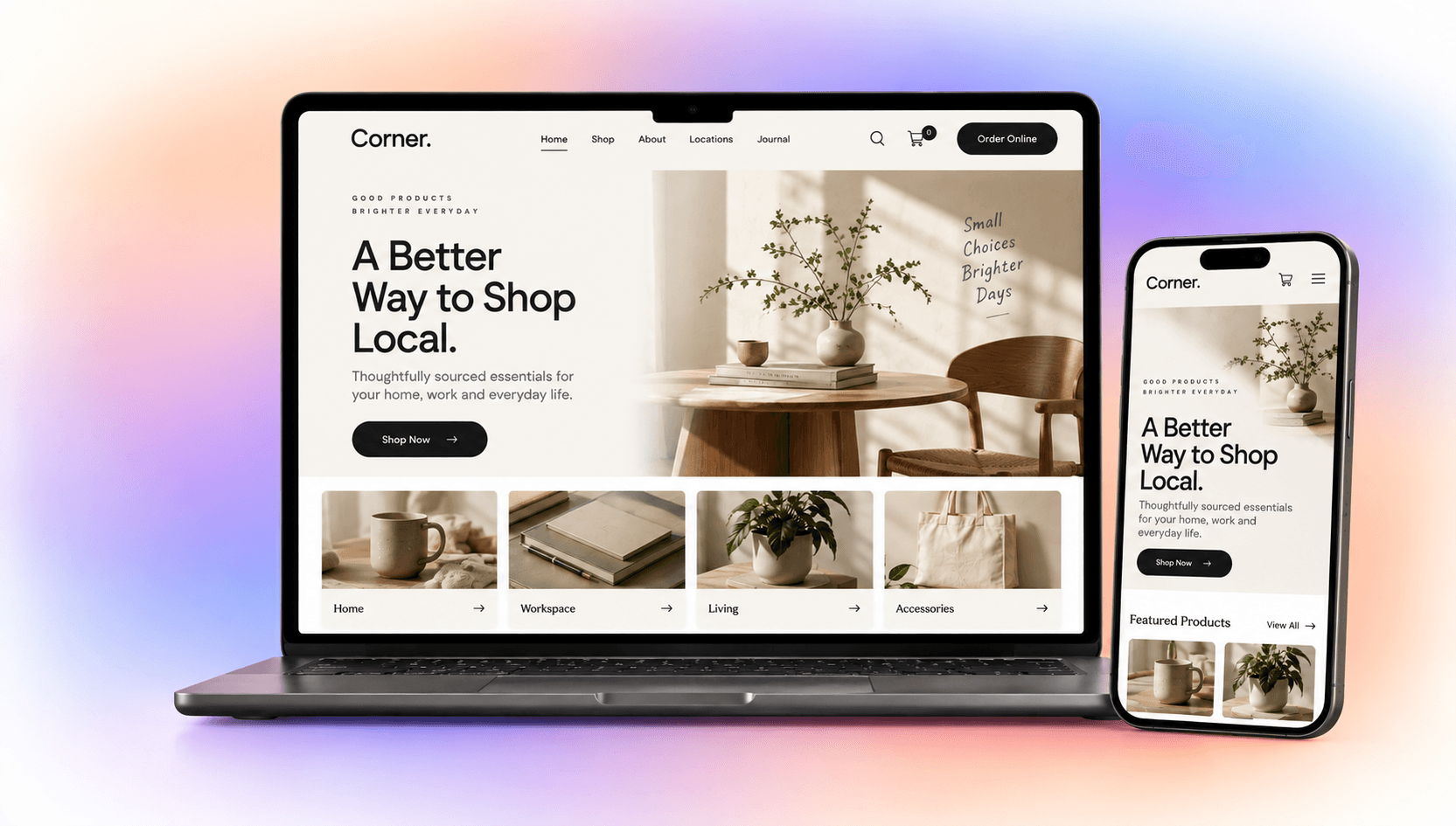 ai generated square website mockup on mac and iphone