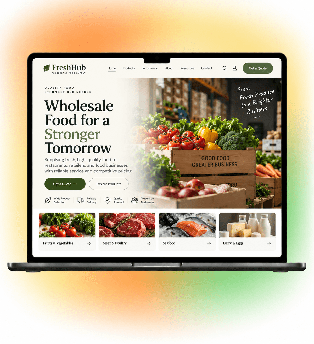 сайт оптовой торговли продуктами, созданный с помощью wegic ai
