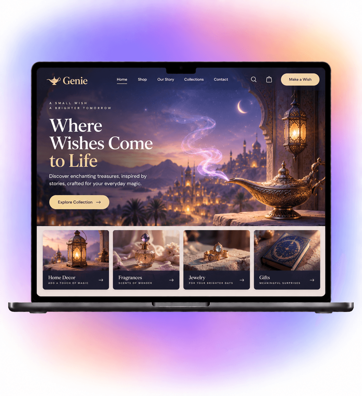 sito web genio generato da AI di wegic