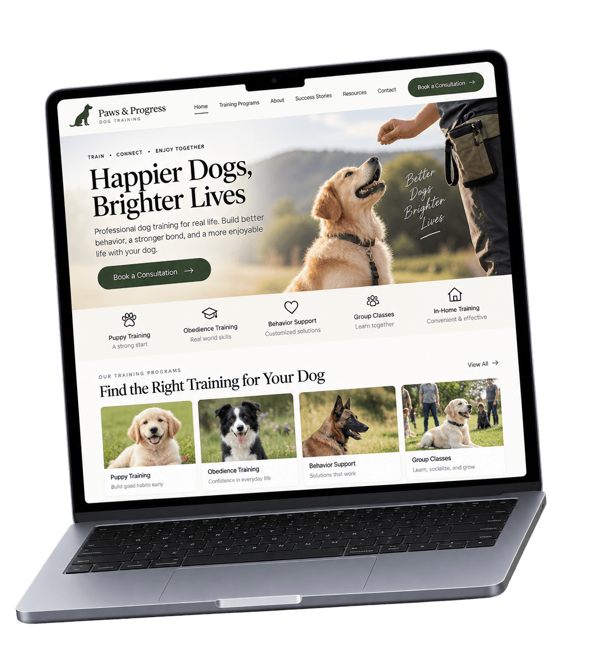 sito web di addestramento cani generato da AI di wegic ai