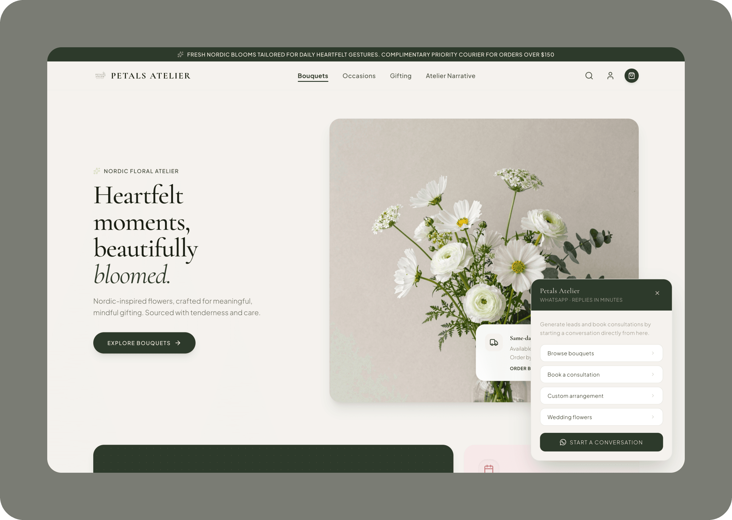 bouw een bloemenverkoopwebsite met WhatsApp-chatfunctie in Wegic