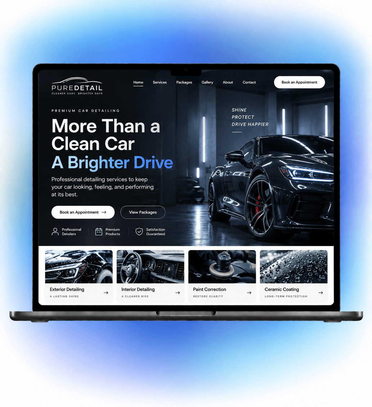 ai gegenereerde auto detail website van wegic ai